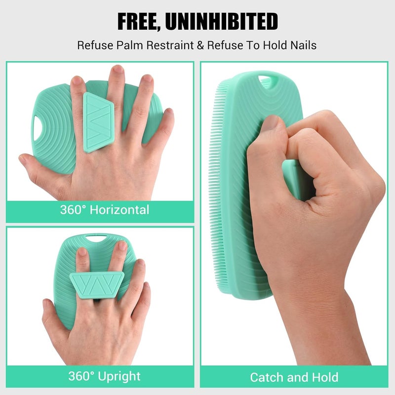 canroom Silicone Body Scrubber - Anti Zinc Infused-Highly Elastic Bristles Exfoliating Body Scrubber for Shower Body,Cellulite Reduction,Blood Circulation - Green - Image 4